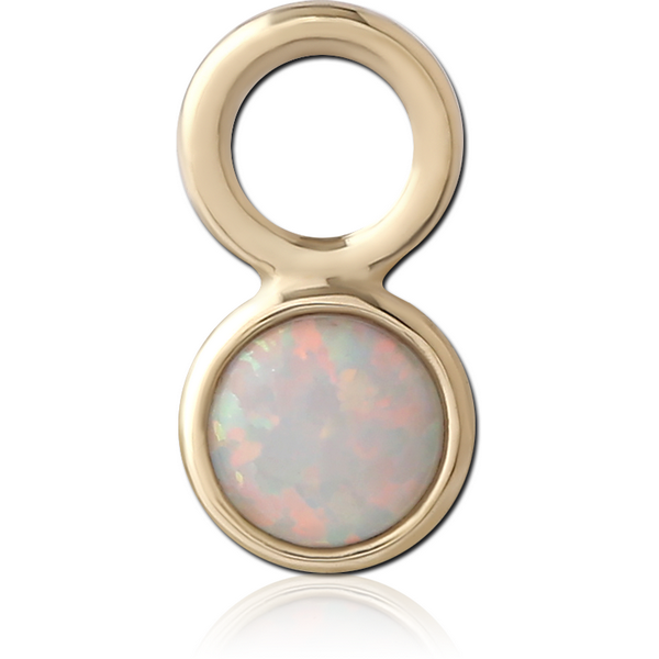 14K GOLD SYNTHETIC OPAL JEWELLED CHARM