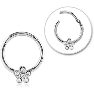 SURGICAL STEEL ROUND JEWELLED HINGED SEPTUM RING