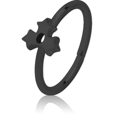 BLACK PVD COATED SURGICAL STEEL SEAMLESS RING - TRIPLE STAR