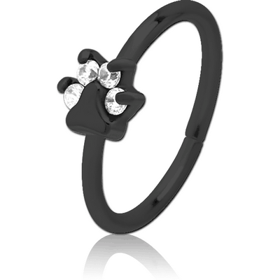 BLACK PVD COATED SURGICAL STEEL JEWELLED SEAMLESS RING - ANIMAL PAW