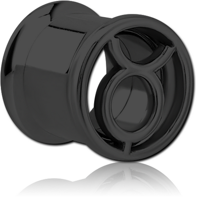 BLACK PVD COATED STAINLESS STEEL DOUBLE FLARED INTERNALLY THREADED TUNNEL -TAURUS