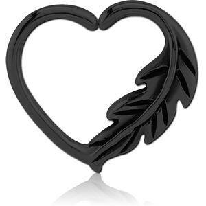 BLACK PVD COATED SURGICAL STEEL OPEN HEART SEAMLESS RING