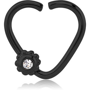 BLACK PVD COATED SURGICAL STEEL OPEN HEART SEAMLESS RING