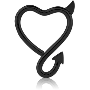 BLACK PVD COATED SURGICAL STEEL OPEN HEART SEAMLESS RING