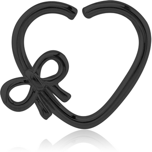 BLACK PVD COATED SURGICAL STEEL OPEN HEART SEAMLESS RING