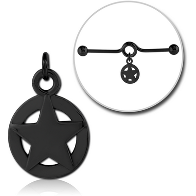 BLACK PVD COATED SURGICAL STEEL CHARM FOR INDUSTRIAL BARBELL