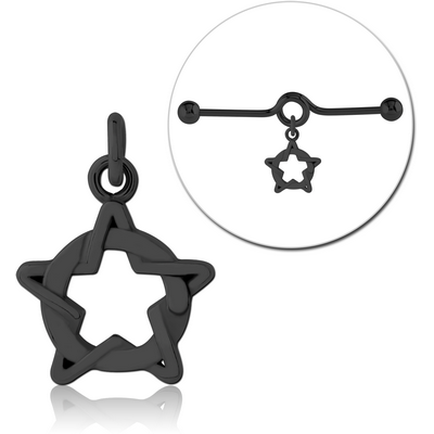 BLACK PVD COATED SURGICAL STEEL CHARM FOR INDUSTRIAL BARBELL