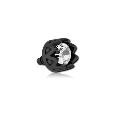 BLACK PVD COATED SURGICAL STEEL JEWELLED ATTACHMENT FOR 1.6MM INTERNALLY THREADED PINS