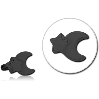 BLACK PVD COATED SURGICAL STEEL MICRO ATTACHMENT FOR 1.2MM INTERNALLY THREADED PINS - CRESCENT AND STAR