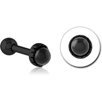 BLACK PVD COATED SURGICAL STEEL JEWELLED TRAGUS MICRO BARBELL