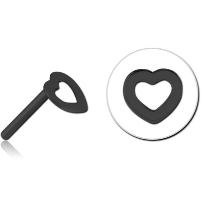 BLACK PVD COATED SURGICAL STEEL THREADLESS ATTACHMENT - HEART