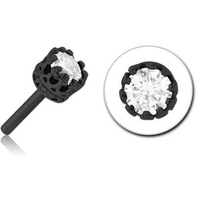 BLACK PVD COATED SURGICAL STEEL JEWELLED THREADLESS ATTACHMENT - CROWN