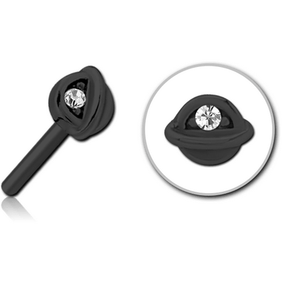 BLACK PVD COATED SURGICAL STEEL JEWELLED THREADLESS ATTACHMENT - HALF OPEN EYE