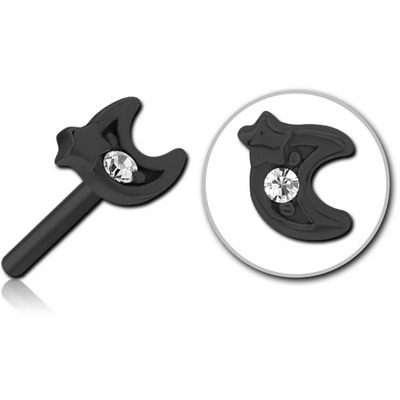 BLACK PVD COATED SURGICAL STEEL JEWELLED THREADLESS ATTACHMENT - CRESCENT AND STAR