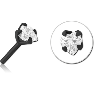 BLACK PVD COATED SURGICAL STEEL JEWELLED THREADLESS ATTACHMENT - HEART