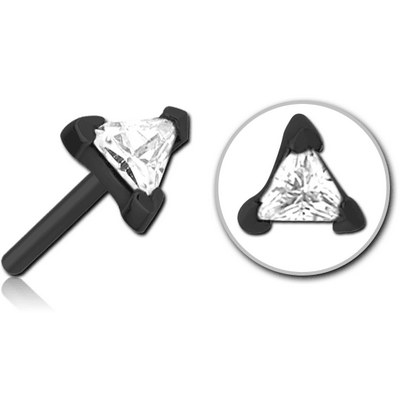 BLACK PVD COATED SURGICAL STEEL JEWELLED THREADLESS ATTACHMENT - TRIANGLE