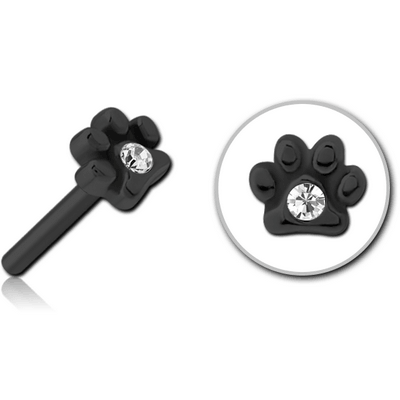 BLACK PVD COATED SURGICAL STEEL JEWELLED THREADLESS ATTACHMENT - ANIMAL PAW CENTER GEM