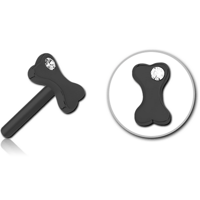 BLACK PVD COATED SURGICAL STEEL JEWELLED THREADLESS ATTACHMENT - BONE