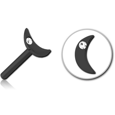 BLACK PVD COATED SURGICAL STEEL JEWELLED THREADLESS ATTACHMENT - CRESCENT SINGLE GEM