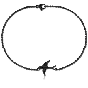 BLACK PVD COATED SURGICAL STEEL BRACELET - BIRD