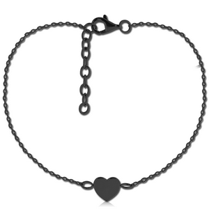 BLACK PVD COATED SURGICAL STEEL BRACELET - HEART