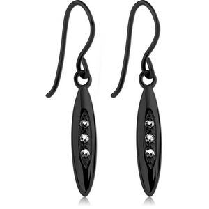 BLACK PVD COATED SURGICAL STEEL JEWELLED EARRINGS - SURF BOARD