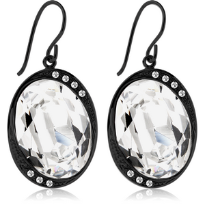 BLACK PVD COATED SURGICAL STEEL SWAROVSKI CRYSTALS JEWELLED EARRINGS