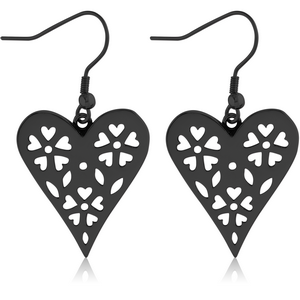 BLACK PVD COATED SURGICAL STEEL EARRINGS PAIR