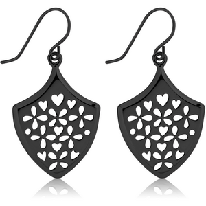 BLACK PVD COATED SURGICAL STEEL EARRINGS PAIR