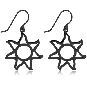 BLACK PVD COATED SURGICAL STEEL EARRINGS PAIR - SUN