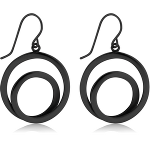 BLACK PVD COATED SURGICAL STEEL EARRINGS PAIR