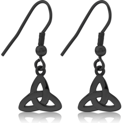 BLACK PVD COATED SURGICAL STEEL EARRINGS PAIR - FANCY TRIANGLE