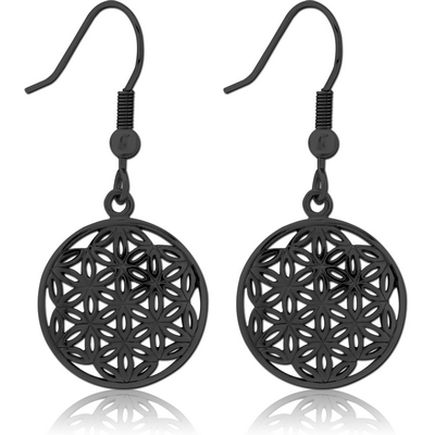 BLACK PVD COATED SURGICAL STEEL EARRINGS PAIR - FILIGREE