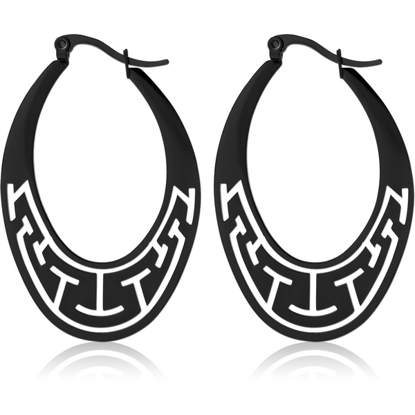 BLACK PVD COATED SURGICAL STEEL HOOP EARRINGS