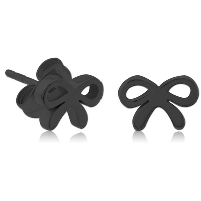 BLACK PVD COATED SURGICAL STEEL EAR STUDS - BOW