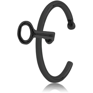 BLACK PVD COATED SURGICAL STEEL OPEN NOSE RING - KEY