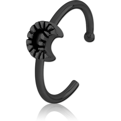 BLACK PVD COATED SURGICAL STEEL OPEN NOSE RING - CRESCENT