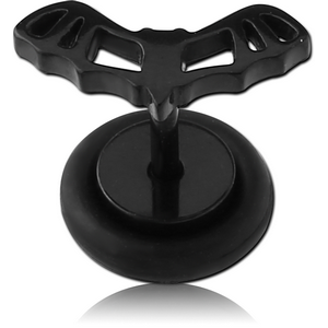 BLACK PVD COATED SURGICAL STEEL FAKE PLUG - BAT