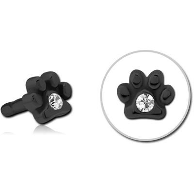 BLACK PVD COATED SURGICAL STEEL JEWELLED PUSH FIT ATTACHMENT FOR BIOFLEX INTERNAL LABRET - ANIMAL PAW CENTER GEM