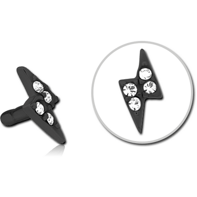 BLACK PVD COATED SURGICAL STEEL JEWELLED PUSH FIT ATTACHMENT FOR BIOFLEX INTERNAL LABRET - THUNDER