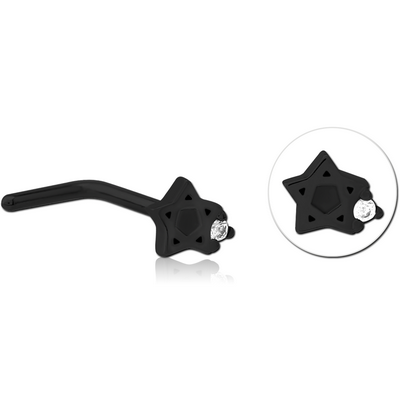 BLACK PVD COATED SURGICAL STEEL 90 DEGREE JEWELLED NOSE STUD