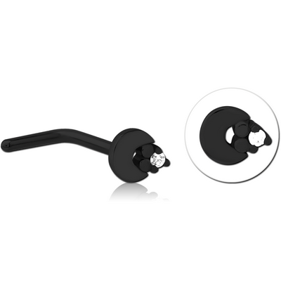 BLACK PVD COATED SURGICAL STEEL 90 DEGREE JEWELLED NOSE STUD