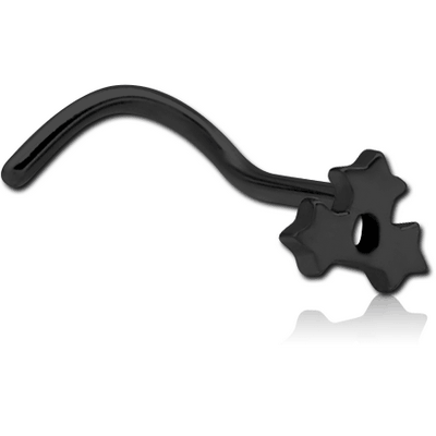 BLACK PVD COATED SURGICAL STEEL CURVED NOSE STUD - TRIPLE STAR