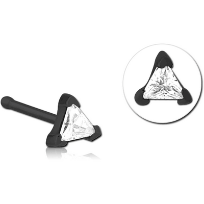 BLACK PVD COATED SURGICAL STEEL JEWELLED NOSE BONE - TRIANGLE