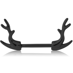 BLACK PVD COATED SURGICAL STEEL NIPPLE SHIELD BAR - DEAR HORNS