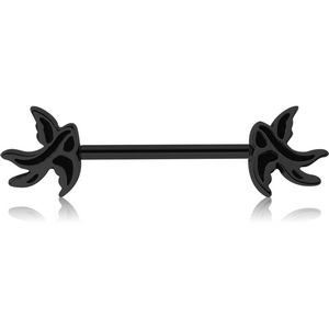 BLACK PVD COATED SURGICAL STEEL NIPPLE BAR - SWALLOW