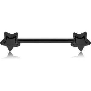 BLACK PVD COATED SURGICAL STEEL NIPPLE BAR - STARS