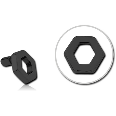 BLACK PVD COATED SURGICAL STEEL PUSH FIT ATTACHMENT FOR BIOFLEX INTERNAL LABRET - HEXAGON