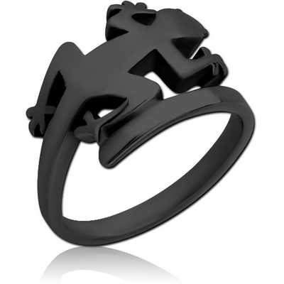 BLACK PVD COATED SURGICAL STEEL OPEN RING - SALAMANDER