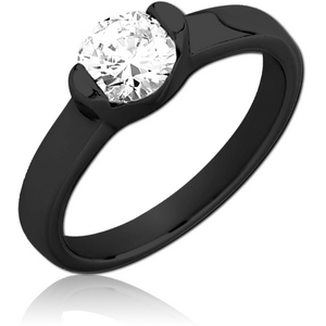 BLACK PVD COATED SURGICAL STEEL JEWELLED RING